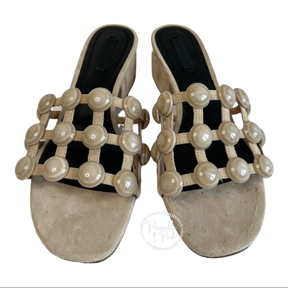 Alexander Wang Lou Caged Slides Studded Sandals - Picture 4 of 11